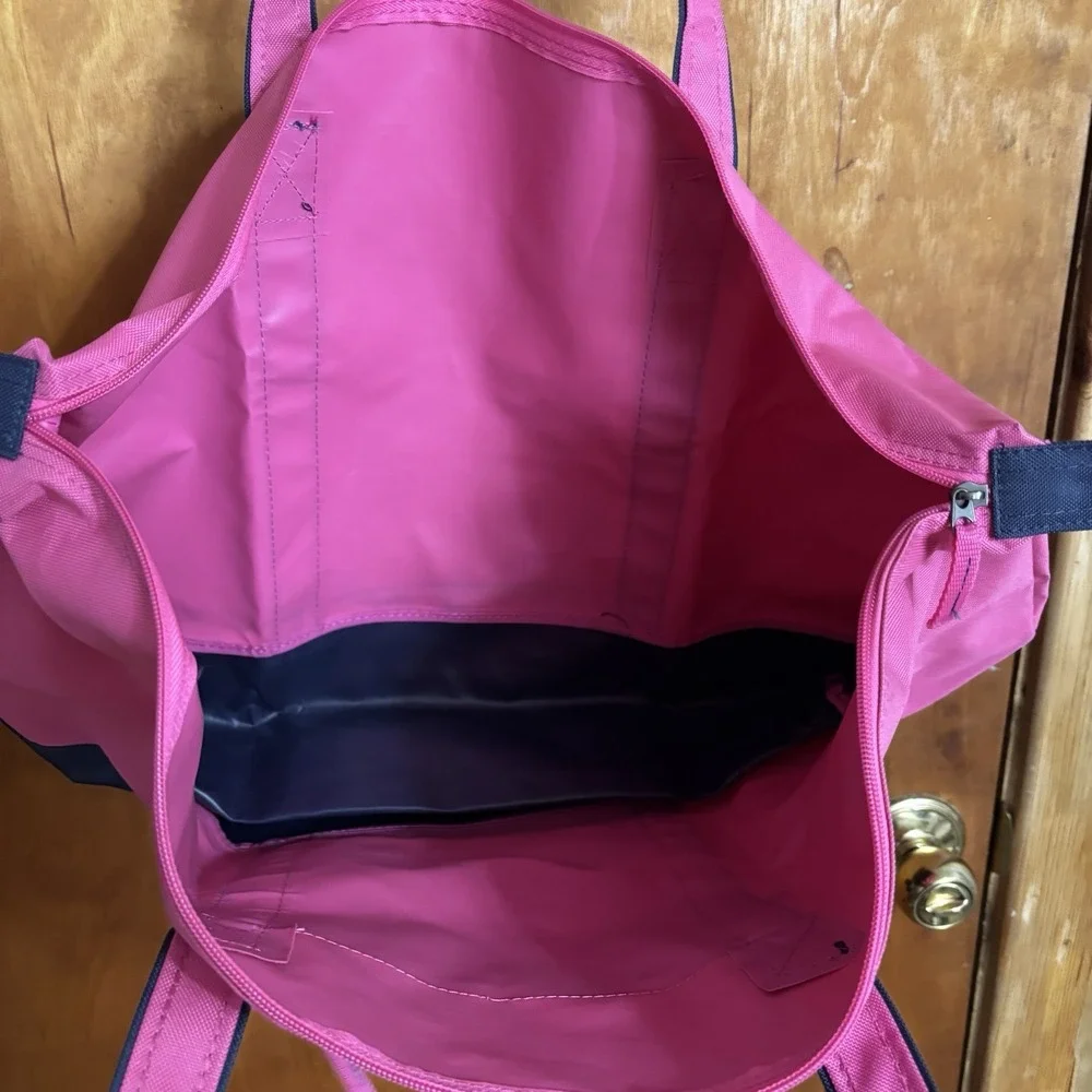 Samsonite Canvas Weekender Yacht Travel Tote Bag Foldable Pink Navy Large 25x15